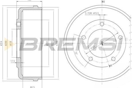 Гальмівний барабан Transit V-184 RWD 00- BREMSI CR5646