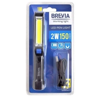 LED Pen Light 2W COB+1W LED 150lm, 900mAh, microUSB, блістер BREVIA 11220