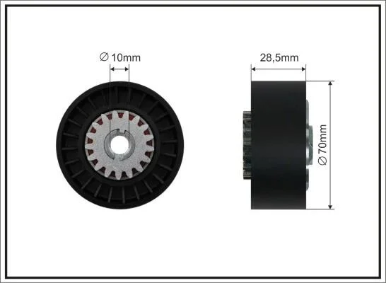 Ролик паска приводного Peugeot 206/Partnet, Citroen XSara/Berlingo 1.4 (70x10x28) CAFFARO 34068 (фото 1)
