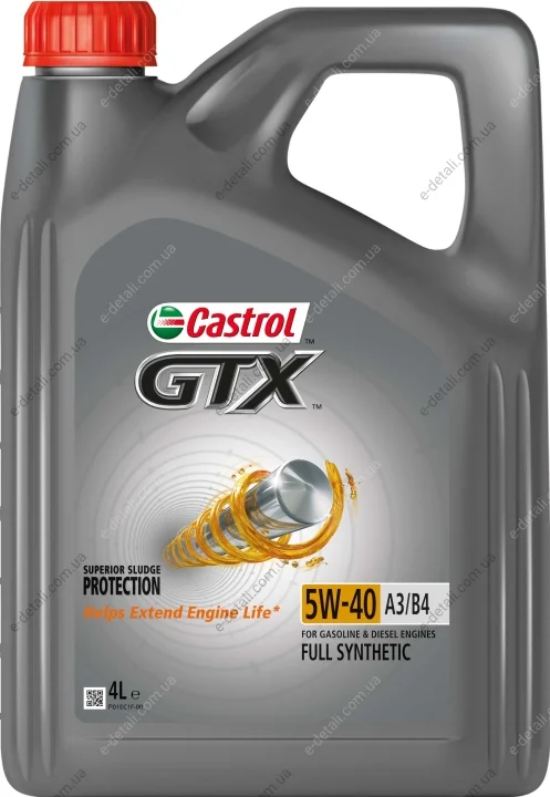 Масло моторное GTX 5W-40 A3/B4 4л CASTROL 5W40 GTX A3/B4 4L (фото 1)