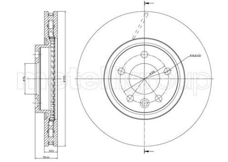 VW Гальмівний диск передній MULTIVAN T5 1.9-3.2 04-, TRANSPORTER T5 1.9-3.2 04- CIFAM 800-727C