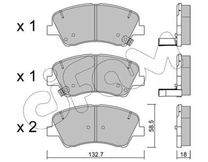 KIA колодки гальм. передн. Rio 17-, HYUNDAI ACCENT V (HC) 1.4 18- CIFAM 822-1167-0