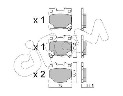 TOYOTA Комплект гальмівних колодок задні YARIS (_P21_, _PA1_, _PH1_) 1.6 GR 4WD (GXPA16) 20- CIFAM 822-1289-0