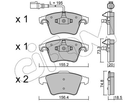 Тормозные колодки пер. VW T5 (с датч.) CIFAM 822-552-0