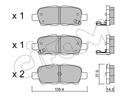 Гальмівні колодки зад. Qashqai/X-Trail 07- (38x105,5x14,3) CIFAM 822-612-0