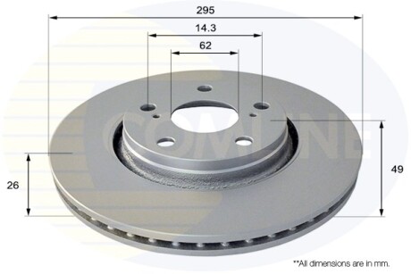 - Диск гальмівний вентильований з покриттям COMLINE ADC01150V