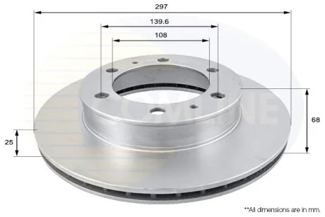Comline - Диск гальмівний вентильований з покриттям COMLINE ADC01169V