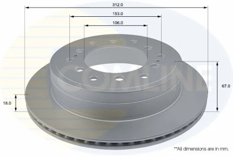 Comline - Диск гальмівний вентильований з покриттям COMLINE ADC0185V