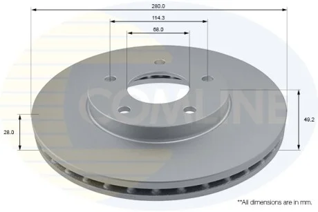 Comline - Диск гальмівний вентильований з покриттям COMLINE ADC0260V
