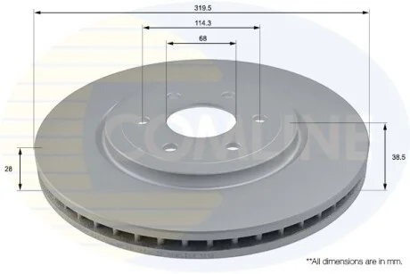 Comline - Диск гальмівний вентильований з покриттям COMLINE ADC0269V