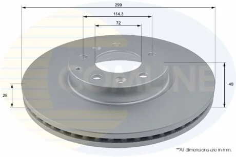Comline - Диск гальмівний вентильований з покриттям COMLINE ADC0469V
