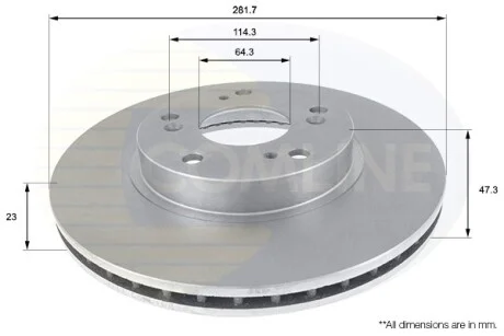 Comline - Диск гальмівний вентильований з покриттям COMLINE ADC0544V