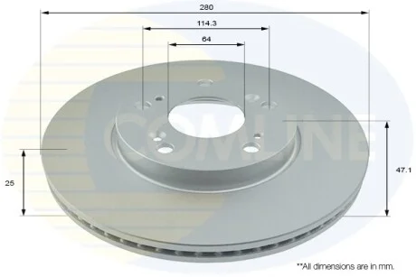 Comline - Диск гальмівний вентильований з покриттям COMLINE ADC0576V
