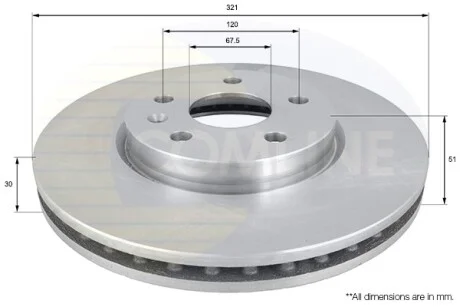 Comline - Диск гальмівний вентильований з покриттям COMLINE ADC1142V