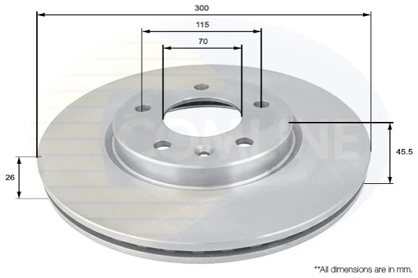 Comline - Диск гальмівний вентильований з покриттям COMLINE ADC1153V (фото 1)