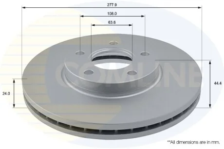 Comline - Диск гальмівний вентильований з покриттям COMLINE ADC1221V