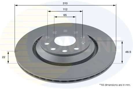 Comline - Диск гальмівний вентильований з покриттям COMLINE ADC1493V