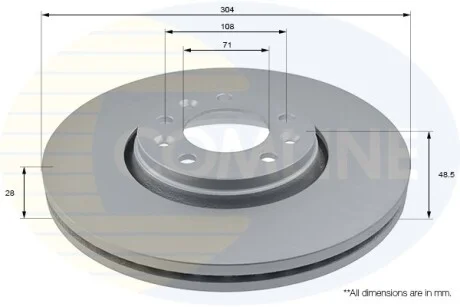 Comline - Диск гальмівний вентильований з покриттям COMLINE ADC1579V