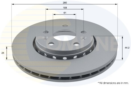 - Диск гальмівний вентильований з покриттям COMLINE ADC1593V