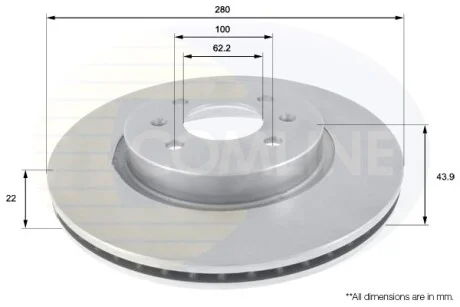 Comline - Диск гальмівний вентильований з покриттям COMLINE ADC2405V