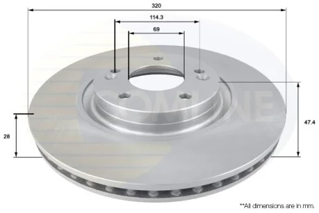 Comline - Диск гальмівний вентильований з покриттям COMLINE ADC2412V