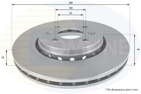 - Диск гальмівний вентильований з покриттям COMLINE ADC2720V