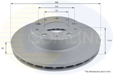 Comline - Диск гальмівний вентильований з покриттям COMLINE ADC2834V