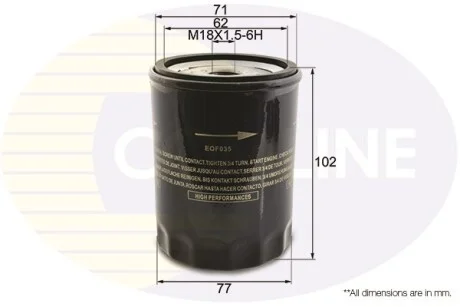 Comline - Фільтр оливи (аналогWL7087/OC81) COMLINE EOF035