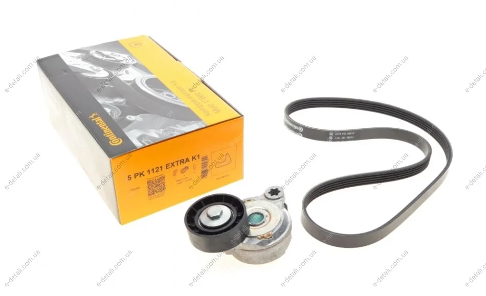 Комплект ремня генератора Volvo S40/S60/S80/V40/V60/V70/XC60/XC70 1.9/2.0/2.4D 00- Contitech 5PK1121 EXTRA K1 (фото 1)