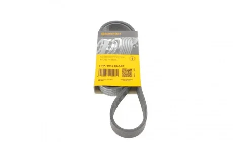 Ремінь генератора Ford Focus/Fiesta/Fusion 1.25-1.6 99-12/Mazda 2 1.25-1.6 03-07 Contitech 6PK1042 ELAST