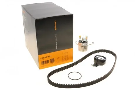 Комплект ременя ГРМ з помпою PSA 206 1,4i 8V eng>, Nemo Bipper Qubo Fiorino 1,4i 08> ContiTech Contitech CT1067WP1