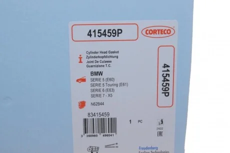 Прокладка ГБЦ BMW 5 (E60)/6 (E63)/7 (E65) N62 4.4i 01-10, Ø93,00mm, 0.75mm N62 B44 CORTECO 415459P