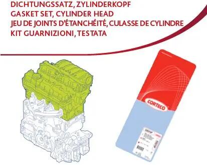 Комплект прокладок головки блоку циліндрів FORD 2.5 ST 20V HYDA/HYDB/HYDC 04-13 CORTECO 418319P