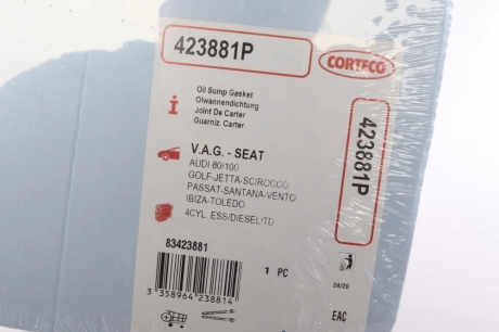 Прокладка масляного поддона двигателя VAG DR/AAE/ACZ CORTECO 423881P (фото 1)