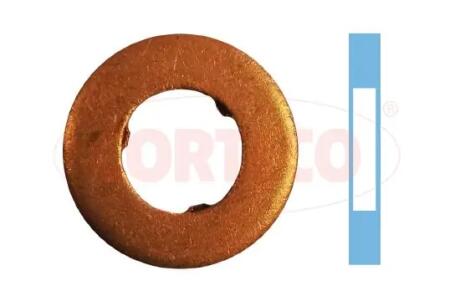 Шайба під форсунку Citroen C1/C2/C3 1.4 HDI 01- (7.3x16x2.5) (к-кт 4шт) CORTECO 49430685