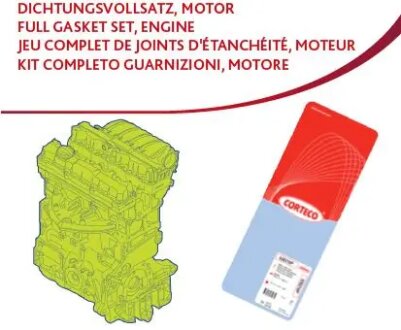 Повний комплект прокладок, двигун PEUGEOT 2.2 Hdi P22DTE CORTECO 83403959