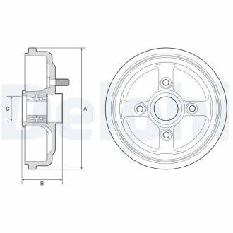 DELPHI CHEVROLET Гальмівний барабан (з підшипником) Aveo 02- Delphi BFR567