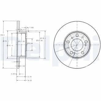 DELPHI FIAT гальмівний диск передній Ducato TD 86- 290 16 14.8 Delphi BG2257