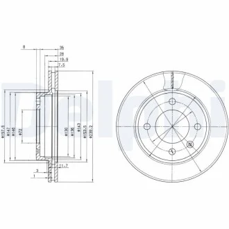 DELPHI FORD Диск тормозной передний FIESTA 82-89 239.5 20 18 Delphi BG2273