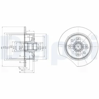 DELPHI OPEL диск гальмівний задній Kadett E,Vectra A 2.0 87- Delphi BG2571