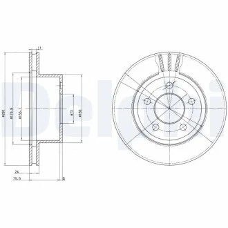 DELPHI JEEP диск гальмівний передній Cherokee,Grand Cherokee,Wrangler 84-07 Delphi BG3533
