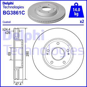 Гальмівний диск Delphi BG3861C