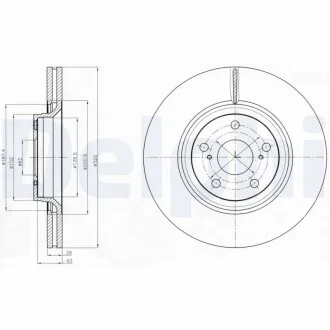 DELPHI TOYOTA диск гальмівний передн.Avensis 2.0D-4D/2.2D-4D 08- Delphi BG4235