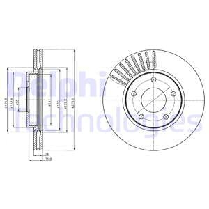 Диск тормозной NISSAN Juke/Pulsar "F D=280mm "10>> Delphi BG4282C