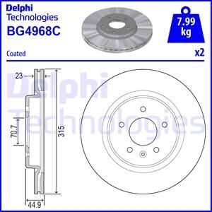 OPEL диск гальмів.задн. Insignia B Delphi BG4968C