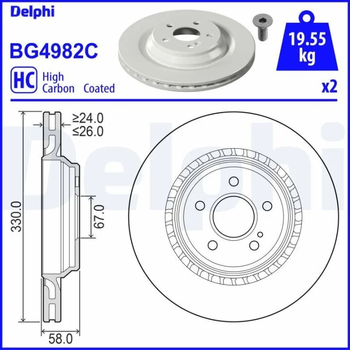 DELPHI DB Гальмівний диск задн. W221, C216 Delphi BG4982C (фото 1)