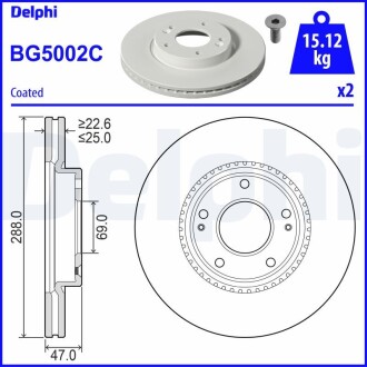 Гальмівний диск Delphi BG5002C