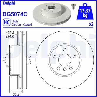 Тормозной диск Delphi BG5074C