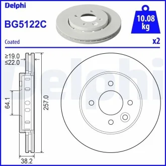 Гальмівний диск Delphi BG5122C