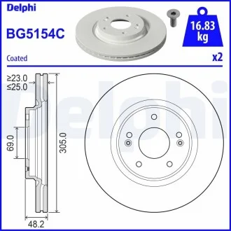 Тормозной диск Delphi BG5154C